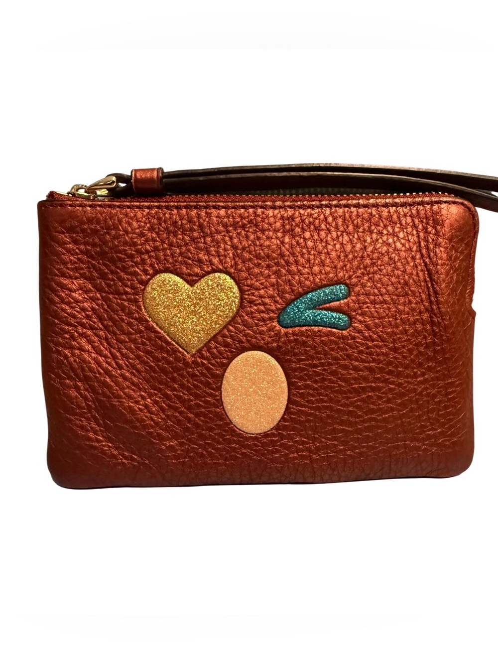 Coach emoji winking face corner zip wristlet wallet